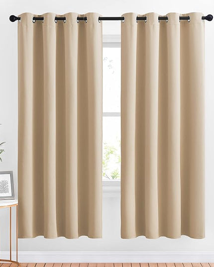 NICETOWN Blackout Draperies Curtains Panels - Window Treatment Thermal Insulated Solid Grommet Blackout Curtains/Panels/Drapes for Bedroom (Set of 2 Panels, 52 by 72 Inch, Biscotti Beige)