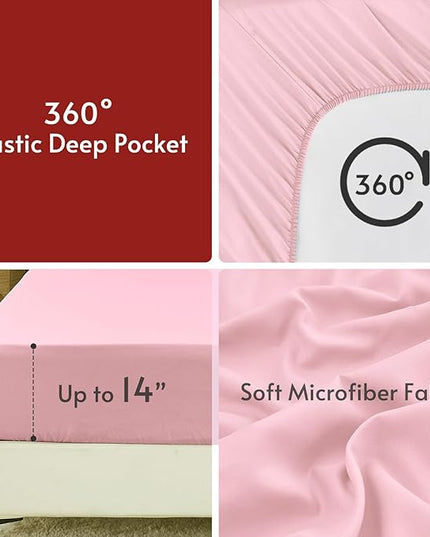 MUXHOMO 5 Pieces Twin XL Comforter Set, Reversible Bed in a Bag Twin XL Size, All Season Bedding Set with Comforter, Flat Sheet, Fitted Sheet, Pillowcases & Shams, Hot Pink & Baby Pink