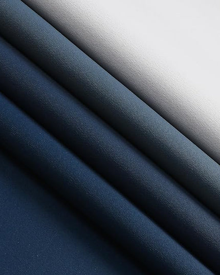 Estelar Textiler Navy Blue and Greyish White Ombre Blackout Curtains for Living Room, Energy Efficient Room Darkening Drapes, Grommet Thermal Insulated Window Treatments for Bedroom,52Wx72L (2 Panels)