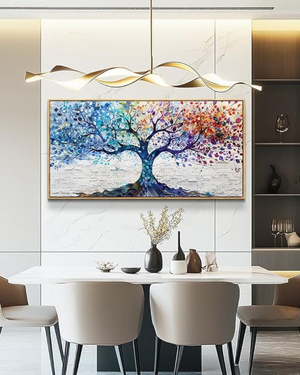 ERQINHUA Canvas Wall Art For Living Room Wall Decorations For Bedroom Modern Restaurant Office Home Decor Colorful Wall Painting Tree Abstract Printing Canvas Pictures Posters 24x48 In Wood Framed
