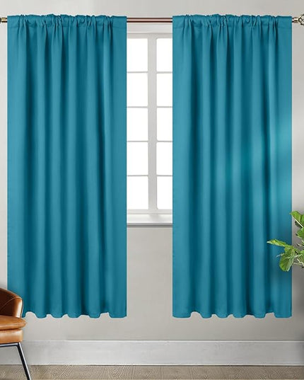BGment Rod Pocket and Back Tab Blackout Curtains for Bedroom - Thermal Insulated Room Darkening Curtains for Living Room, 2 Window Curtain Panels (52 x 72 Inch, Peacock Blue)