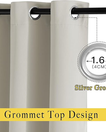NICETOWN Natural Room Darkening Bedroom Curtains 96 inches Long, Grommet Thermal Insulated Room Darkening Window Treatments Sound Reducing for Living Room, W46 x L96, 2 Panels