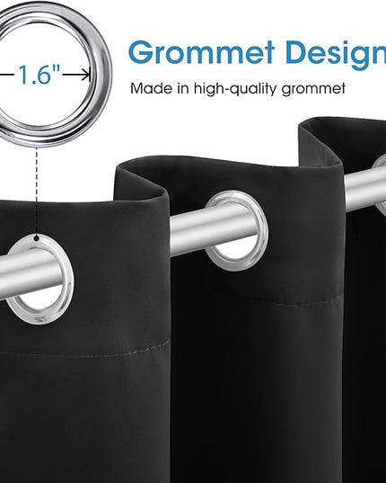 HOMEIDEAS Blackout Curtains for Bedroom 52 X 96 Inch Long 2 Panels Set Black Room Darkening Curtains/Drapes, Soundproof Thermal Grommet Window Curtains for Living Room