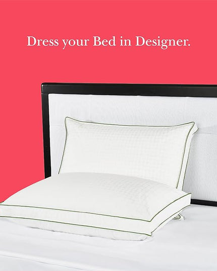 kate spade new york Noel Soft/Medium 20" x 28", Adjustable Down Alternative Pillow, 300 Thread Count Cotton Cover, Best for Back or Stomach Sleepers, Queen, White