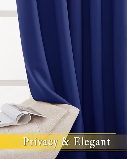 NICETOWN Sliding Glass Door Curtain Panel, Home Decoration Privacy & Noise Reducing Room Divider for Shared Apartment (Navy Blue, 80 inches x 84 inches)
