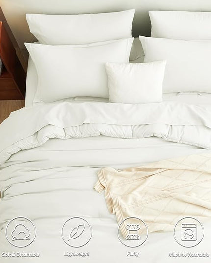 CozyLux King Size Comforter Set Ivory, 7 Pieces Bed in a Bag King Comforter Set with Sheets, Soft Bedding Set with Down Alternative Comforter, Fitted Sheets, Flat Sheets, Pillow Shams and Pillowcases