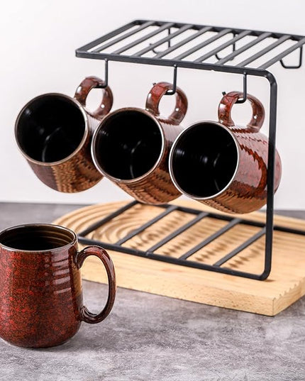 Hasense Red Coffee Mugs Set of 4, 12 oz Coffee Cups Ceramic, Latte Mug with Large Handle for Coffee, Tea, Milk and Chocolate,Easy Hold & Clean, Dishwasher & Microwave Safe