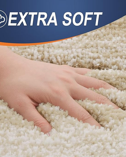 OLANLY Bathroom Rug Set 2 Piece, Soft Absorbent Microfiber Bath Rug Set, Non-Slip, Machine Wash Dry, Plush Shaggy Bath Mats for Bathroom (47"x20"+24"x16", Tan)