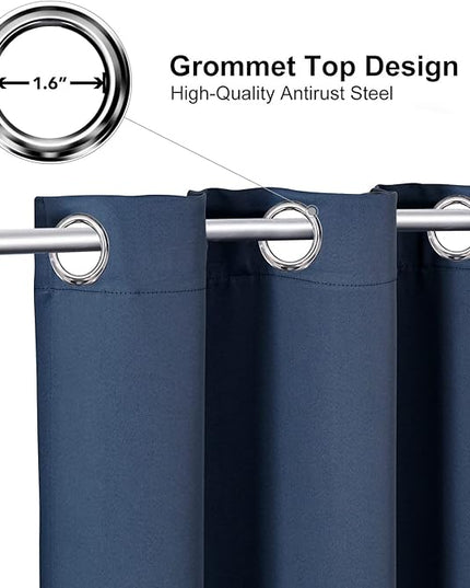 ChrisDowa Grommet Blackout Curtains for Bedroom and Living Room - 2 Panels Set Thermal Insulated Room Darkening Curtains (Stone Blue, 42W x 63L)