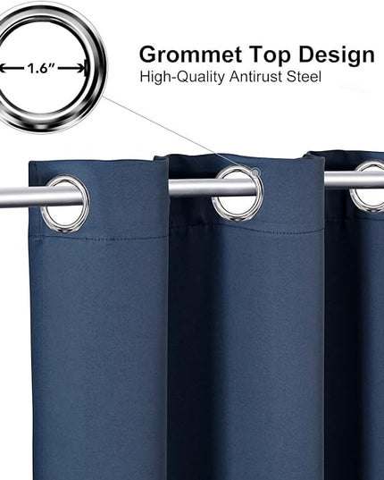 ChrisDowa Blackout Curtains 70 inches Wide for Bedroom - 2 Panels Set Extra Wide Grommet Thermal Insulated Room Darkening Curtains for Living Room (Stone Blue, 70 x 84 Inch)