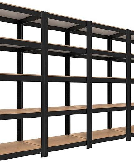 HOMEDANT House 5 Tier Laminated Metal Shelving Unit Adjustable Storage Utility Rack Heavy Duty Shelves Organization Multipurpose Shelf Kitchen Garage Pantry Closet (4, (S) 24.4" W, Black)