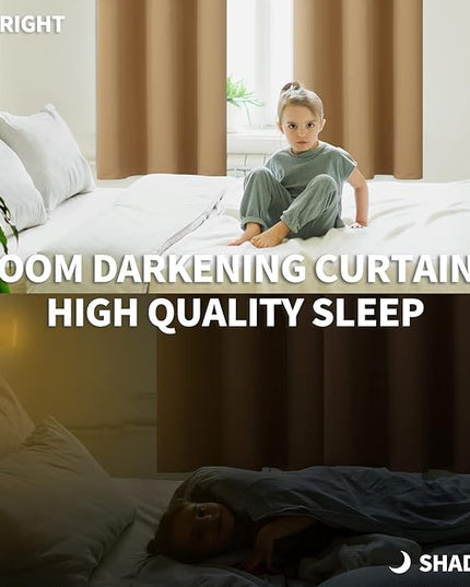 BGment Blackout Curtains for Living Room - Grommet Thermal Insulated Room Darkening Curtains for Bedroom, 2 Panels of 52 x 84 Inch, Khaki