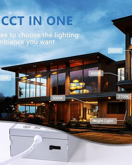 CycevSun 6 Pack LED Recessed Lighting 6 Inch with Night Light, Dimmable 5CCT Canless Ultra Thin Wafer Downlight Soffit with Junction Box, 5 Color Selectable, 12W, ETL & Energy Star