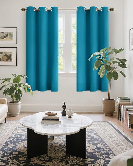 YoungsTex Teal Blue Blackout Curtains for Bedroom - Thermal Insulated Drapes with Grommet Room Darkening Privacy for Living Room, 2 Panels, 42 x 63 Inch
