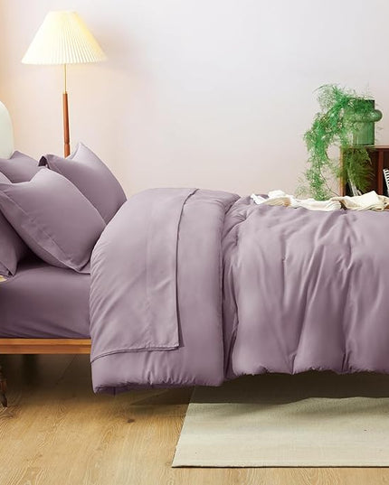 CozyLux King Size Comforter Set Dusty Purple, 7 Pieces Bed in a Bag King Comforter Set with Sheets, Bedding Set with Down Alternative Comforter, Fitted Sheet, Flat Sheet, Pillow Shams and Pillowcases