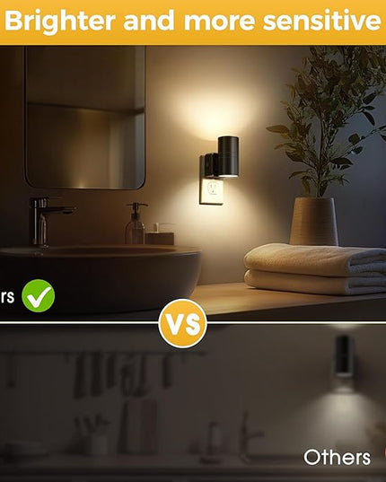 L LOHAS LED Night Light, Automatic Night Lights Plug into Wall, 2 Pack Nightlights with Light Sensor, 3000K Soft White 0-100LM Dimmable Modern Nightlight for Kids Bedroom Hallway