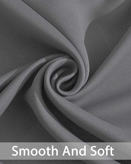 Yakamok Room Darkening Gray Blackout Curtains Thermal Insulated Grommet Curtain Panels for Bedroom, 42W x 72L, Grey, 2 Panels