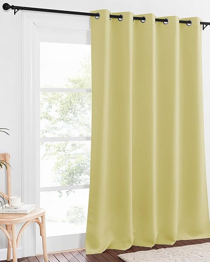 NICETOWN Blackout Curtain Drape for Bedroom - Light Reducing Thermal Insulated Solid Grommet Room Darkening Window Curtain 90 inches Long for Living Room (Paler Yellow, 1 Piece, W66 x L90)