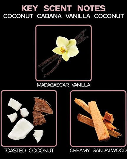 LOVSPA Reed Diffuser Set, Coconut Cabana Scented Oil Diffuser with Sticks, Home Fragrance Accessories for Bathroom Shelf Decor, Aroma Diffusers for Home or Office Desk, USA Made