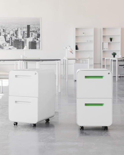 Laura Davidson Furniture Stockpile 2-Drawer Modern Mobile File Cabinet, Commercial-Grade (Black/Grey)