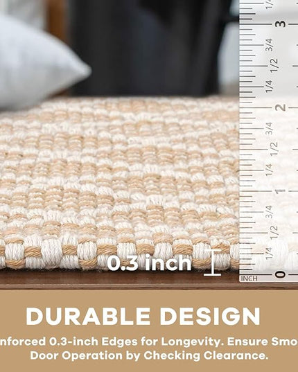 KOZYFLY Runner Rug 2x6 Ft Washable Runners for Hallways Non Slip Rubber Backed Kitchen Runners, Cotton Entryway Runner Indoor, Floor Carpet for Hallway Kitchen Entryway Bedroom, Tan/Beige