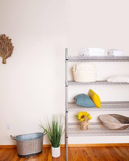 Omega 4 Tier Shelving Unit Heavy Duty NSF Wire Shelf Metal Large Storage Shelves Adjustable, Commercial Grade Steel Utility Layer Shelf Rack Storage,24L x 72W x 74H Inch Grey