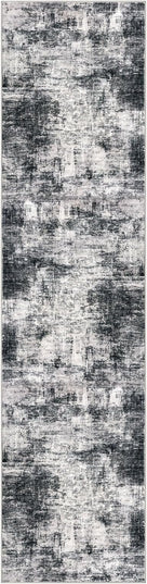 IOHOUZE Abstract Runner Rug 2x8 Ft Washable Runners for Hallways, Non Slip Kitchen Runner Printed Faux Wool Entryway Runner Indoor, Modern Abstract Floor Carpet for Hall Kitchen Bedroom, Black Gey