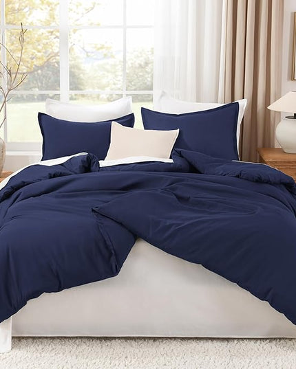 Litanika Navy Blue Twin/Twin XL Comforter Set, 2 Pieces Lightweight Solid Bedding Comforter Set, All Season Fluffy Bed Set (66x90In Comforter & 1 Pillowcase)