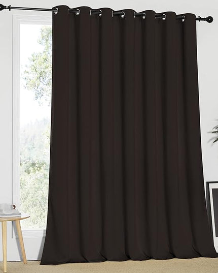 NICETOWN Blackout Curtain for Sliding Glass Door - Insulated Window Covering for Dividing Space/Office, Decorative Light Sound Reducing Patio Door Blinds (Brown, W100 x L95)