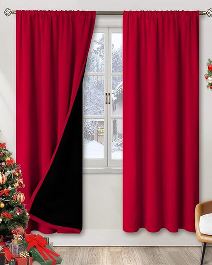 BGment Blackout Curtains for Bedroom 84 Inch Long, Thermal Insulated Bedroom Curtains Christmas Rod Pocket Room Darkening Curtains, Each Window Drape 2 Panels, 42 Wide, Red