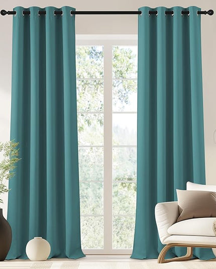 NICETOWN Blackout Drapery Curtain Panel 90 inches Long - Window Treatment Thermal Insulated Grommet Blackout Curtain/Drape for Bedroom Living Room (Sea Teal, 1 Panel, 46 by 90 inches)