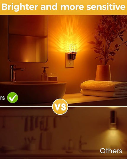 L LOHAS LED Night Light, 2 Pack Dimmable Night Lights Plug into Wall, Automatic Night Lights Plug in with Auto Light Sensor,Adjustable Brightness Amber LED Night Light, for Bedroom Hallway Home Decor