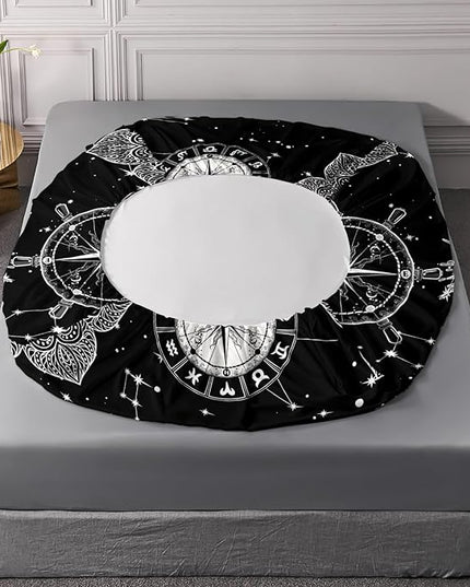 AILONEN Sun and Moon Fitted Sheet Queen Size, Boho Hippie Style Bedding Sheet,Starry Night with Astrology Pattern Sheet Set for Boys Girls,1 Fitted Sheet 2 Pillowcases,3 PCS,Perfect for Adult Rooms