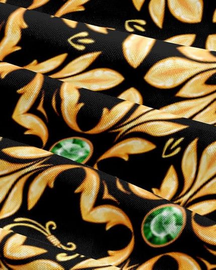 Golden Scrolls Print Duvet Cover and Pillow Shams Green Gems Deco for Girls and Boys Bedding Set Full Size Black Color Bed Sets