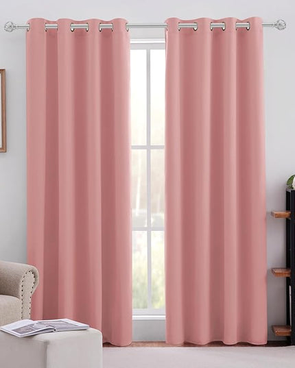 HOMEIDEAS Coral Blackout Curtains for Bedroom 52 X 96 Inch Length 2 Panels Set Room Darkening Bedroom Curtains, Soundproof Thermal Grommet Window Curtains for Living Room for Christmas