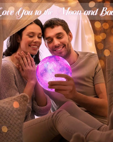 BRIGHTWORLD 7.1inch Galaxy Lamp 16 Colors Moon Lamp 3D Printing, Remote & Touch Control USB Rechargeable, Birthday Gifts for Women Room Decor Aesthetic（Black Hand Base）