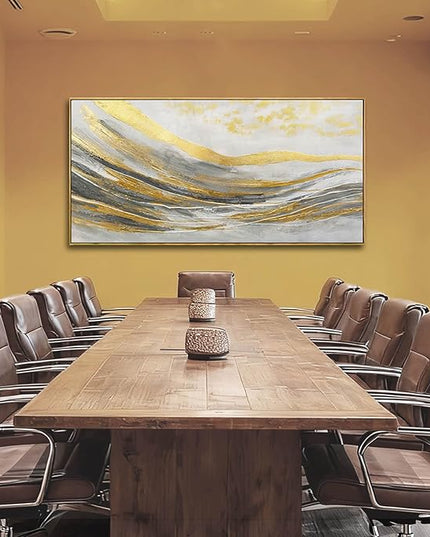 Gold Home Wall Decor Line Canvas Wall Art Vintage Artwork 29"x58" Large Poster for Living Room Office Kitchen Pictures