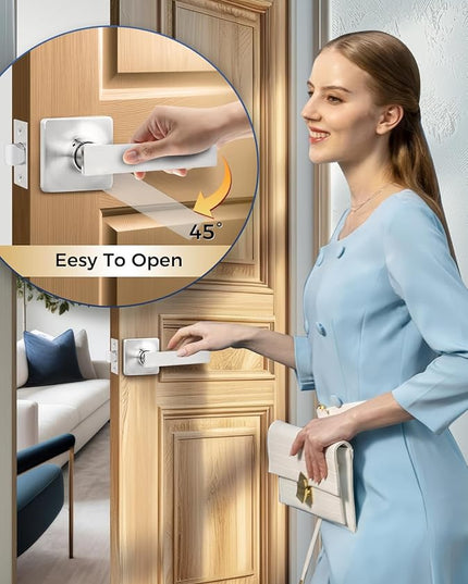Mengico 5 Pack Door Handles Interior,Nickel Door Handle,Door Lever Handle Passage Lock(for Hallway&Close)