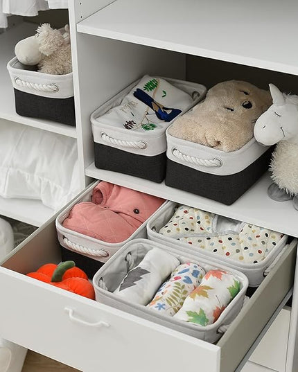 TheWarmHome Storage Bins for Shelves - 12x8x5.2 inch 1 Pack Storage Baskets for Gifts Empty for Closet Organizing Dog Gift Cloth Toy Cubes Box (White & Black)