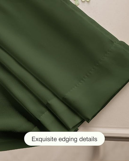 Anmao Non-See-Through Olive Green Privacy Semi Sheer Curtains for Living Room 96 Inch Length 2 Panels Set, Light Filtering That Let Light in Rod Pocket Window Drapes for Bedroom, 52W x 96L, Dark Green