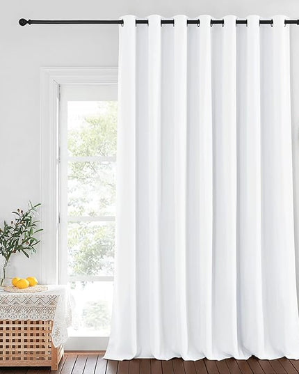 NICETOWN Blackout Patio Curtains 100 x 144 Inches Long for Sliding Door Extral Wide Blackout Curtain Panels Thermal Insulated Room Divider - Grommet Top, 100" W x 144" L, 1 Panel, White