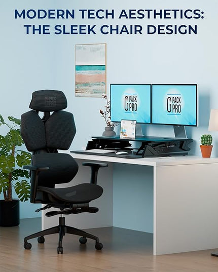 Mesh Office Chair – Ergonomic Office Chair with 4-Level Adjustable Lumbar Support, Headrest, 3D Armrest & Footrest – Holds Up to 290lbs (G-Howk-Pro -1)