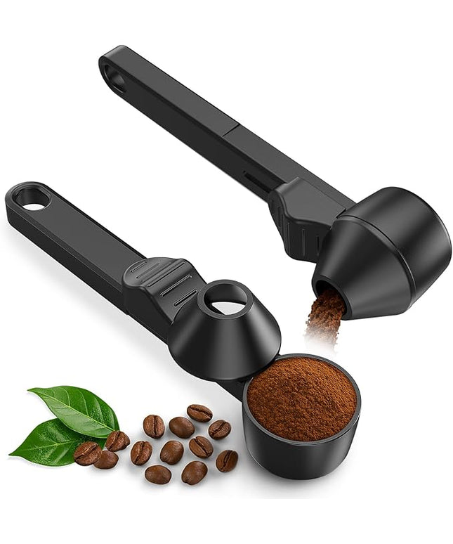 Coffee Scoop & Funnel for Reusable K Cup Refillable Coffee Pods,Mess-Free Measuring Spoon 2 TBSP Capacity for Ground Coffee, Protein Powder & Tea, Funnel Design without Spilling(2, Black)