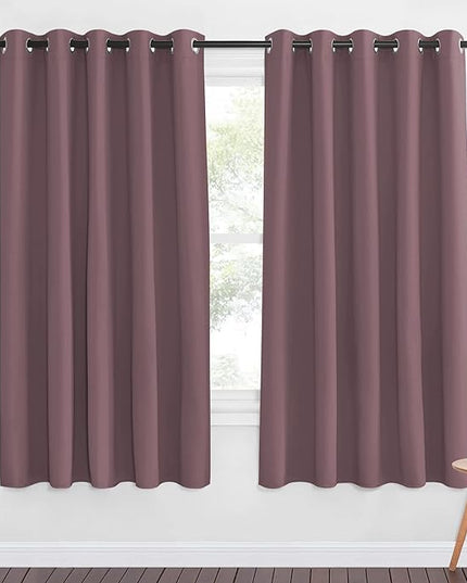 NICETOWN Blackout Bedroom Door Curtain - Grommet Window Treatment Thermal Insulated Light & Sound Reducing Room Darkening Privacy Drape for Doorway (Dry Rose, 1 Panel, W66 x L66)