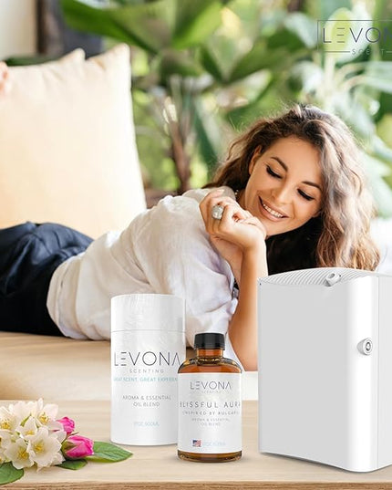 Levona Scent Essential Oil - Fresh Aroma for Home, Office, Hotel & Spa, Perfect in Humidifiers and Diffusers, Luxury Fragrance, With Roses, Geranium, Zesty Lemon Notes - 500ml/ 17 fl oz, Blissful Aura