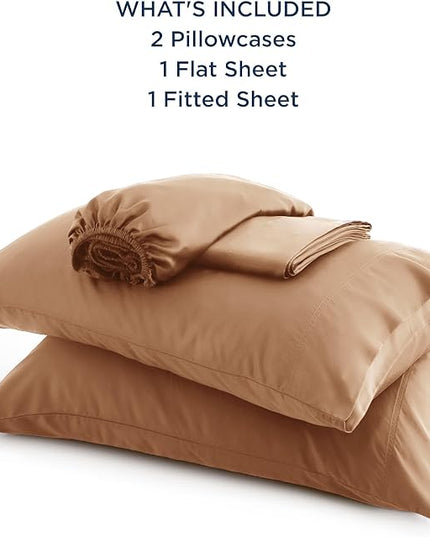 Bedsure King Size Sheets Set, Cooling Sheets for Hot Sleepers, Rayon Derived from Bamboo, Breathable & Soft, Deep Pocket Up to 16 Inches, Hotel Luxury Silky Bedding, Khaki