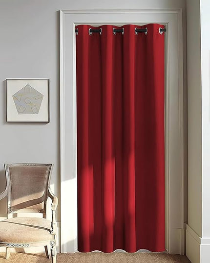 NICETOWN Door Curtain for Closet Doors 80 Inches Long 1 Panel, Blackout Doorway Curtain for Open Closet Bedroom, Room Divider Living Room for Privacy (Burgundy Red, 1 Panel, 46W x 80L)