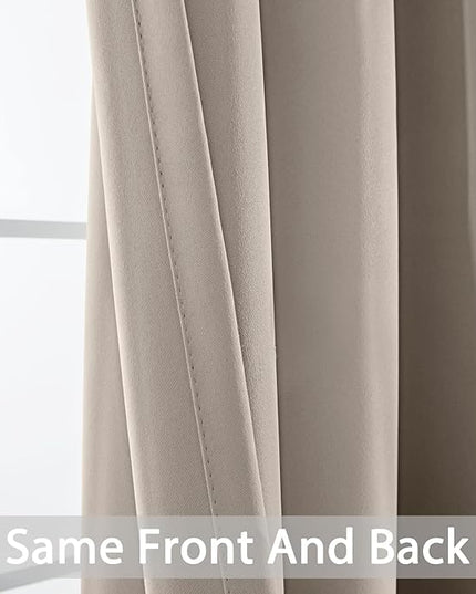 Yakamok Blackout Curtains Room Darkening Thermal Insulated Window Panels,Solid Grommet Top Drapes for Bedroom/Living Room(38Wx36L, Natural, 2 Panels)