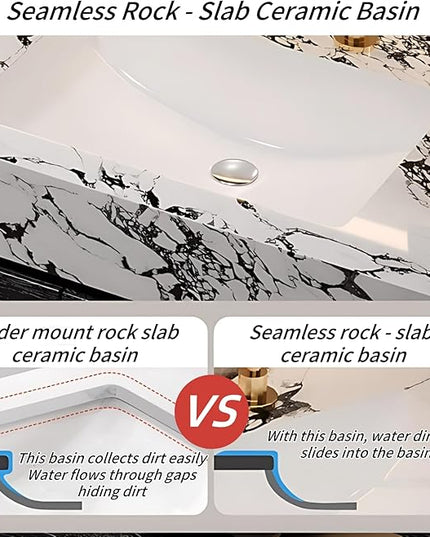 64IN Solid Wood Bathroom Cabinet, Bathroom Vanity with Double Sinks | One Click Defogging & 2 LED Light Strips, Tissue Hole, Bathroom Storage Cabinets with 3 Drawers (Black)