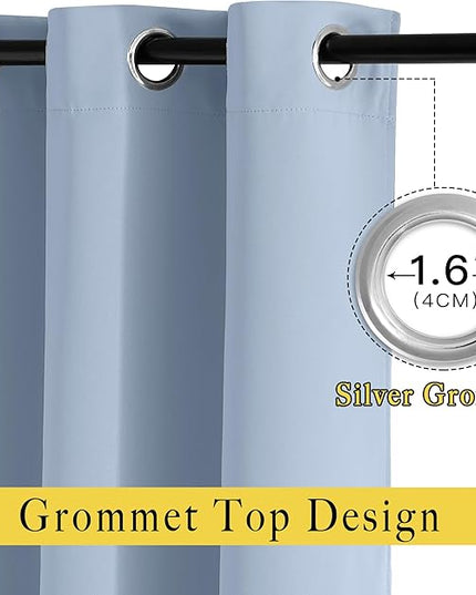 NICETOWN Room Darkening Curtain Panels - Home Fashion Ring Top Thermal Insulated Room Darkening Curtains for Bedroom/Living Room (2 Panels, 80" Wide by 95" Long, Vintage Blue)